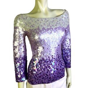 BEAUTIFUL Escada Sweater In Purple Hombre Sequins Pre-Loved Size 34 German Made